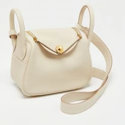 Hermes Craie Clemence Leather Gold Finish Mini Lindy Bag For Women -Deals Hermes Store luxury women hermes new handbags p642940 005