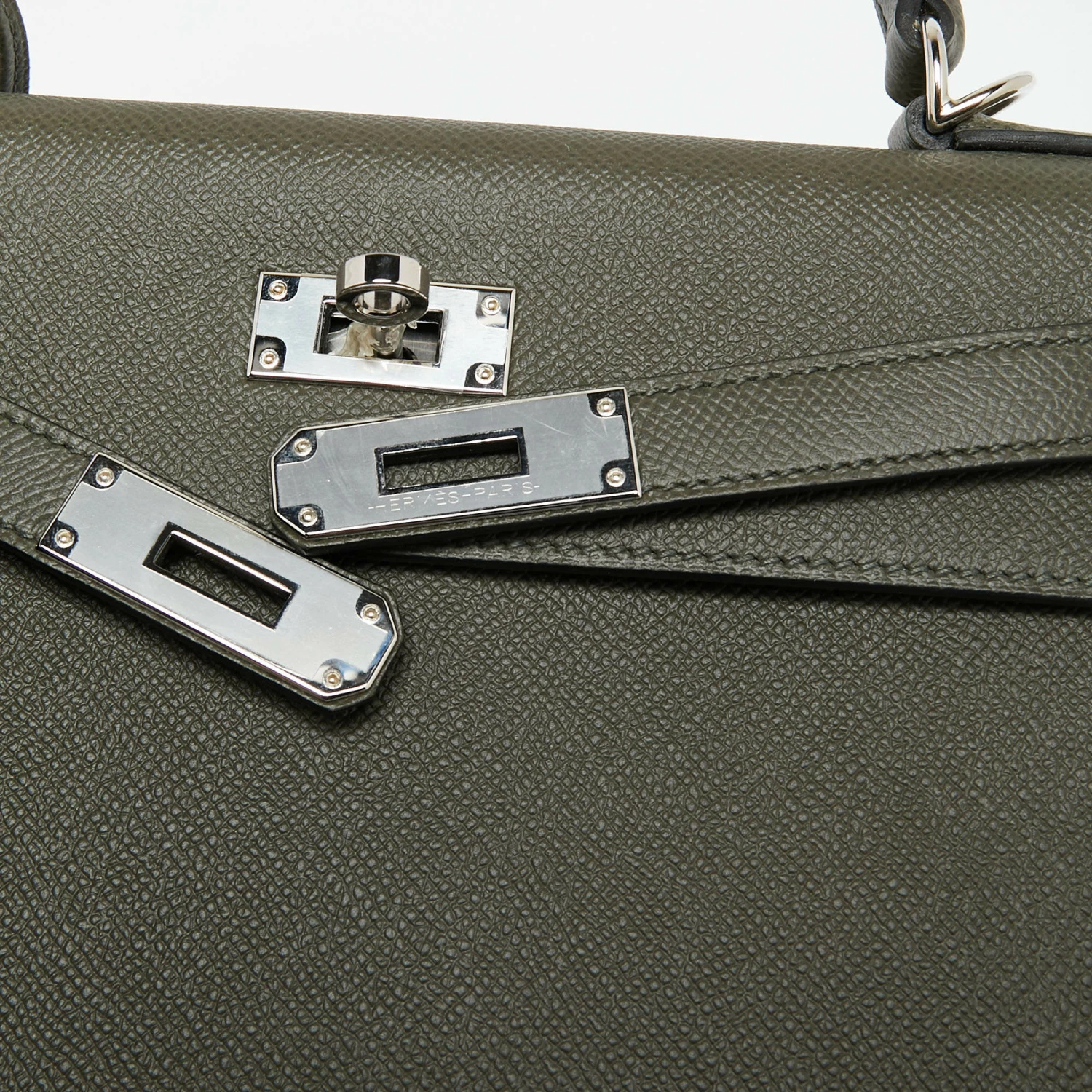 Hermes Vert Maquis Epsom Leather Palladium Finish Kelly Sellier 28 Bag For Women 7 Hermes Vert Maquis Epsom Leather Palladium Finish Kelly Sellier 28 Bag For Women - Image 5