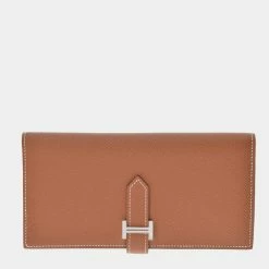 HERMES Beansufla Brown Epsom Unisex Purse For Women