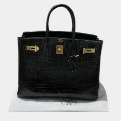 Hermes Black Graphite Smooth Porosus Crocodile Leather Gold Hardware Birkin 35 Bag For Women 20 Hermes Black Graphite Smooth Porosus Crocodile Leather Gold Hardware Birkin 35 Bag For Women -Deals Hermes Store luxury women hermes new handbags p653255 002
