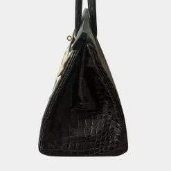 Hermes Black Graphite Smooth Porosus Crocodile Leather Gold Hardware Birkin 35 Bag For Women 19 Hermes Black Graphite Smooth Porosus Crocodile Leather Gold Hardware Birkin 35 Bag For Women -Deals Hermes Store luxury women hermes new handbags p653255 007