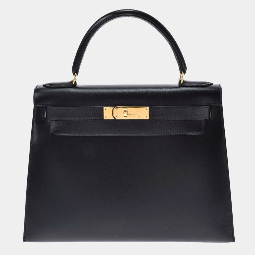 HERMES Kelly 28 Outer Sewing 2WAY Bag Black BOXCalfskin Ladies Handbag For Women 3 HERMES Kelly 28 Outer Sewing 2WAY Bag Black BOXCalfskin Ladies Handbag For Women