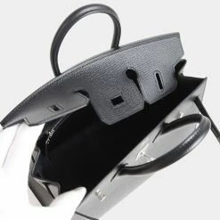 Hermes Black Epsom Leather Palladium Hardware Birkin 25 Bag For Women -Deals Hermes Store luxury women hermes new handbags p658711 003