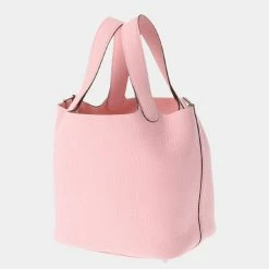 Hermes Pink Taurillon Clemence Leather Picotan Lock PM Tote Bag For Women -Deals Hermes Store luxury women hermes new handbags p665228 002