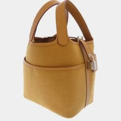 Hermes Gold Toile Swift Leather Cargo Picotin Lock PM Top Handle Bag For Women -Deals Hermes Store luxury women hermes new handbags p668273 006