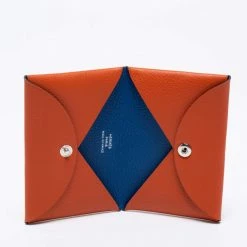 Hermes Terre Battue/Bleu France Epsom Leather Calvi Card Holder For Women -Deals Hermes Store luxury women hermes new handbags p670128 006