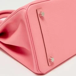 Hermes Rose Confetti Epsom Leather Palladium Finish Birkin 30 Bag For Women -Deals Hermes Store luxury women hermes new handbags p671958 013