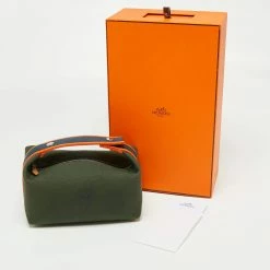 Hermes Hermès Vert Foret Canvas Bride-a-Brac Case For Women -Deals Hermes Store luxury women hermes new handbags p673202 004