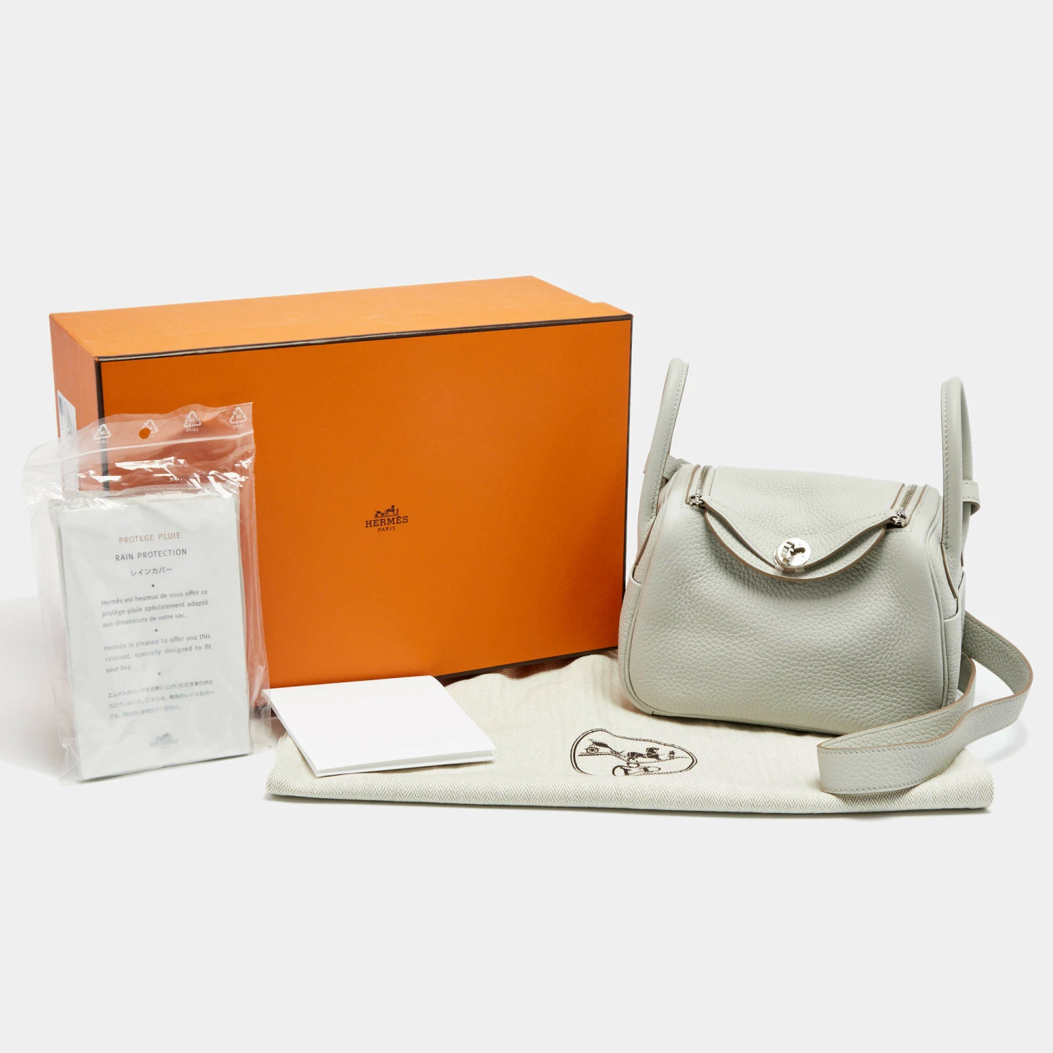Hermes Hermès Gris Perle Taurillon Clemence Leather Palladium Finish Mini Lindy Bag For Women 13 Hermes Hermès Gris Perle Taurillon Clemence Leather Palladium Finish Mini Lindy Bag For Women - Image 11