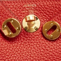 Hermes Hermès Rouge Tomate Taurillon Clemence Leather Gold Finish Mini Lindy Bag For Women -Deals Hermes Store luxury women hermes new handbags p674214 004