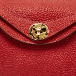 Hermes Hermès Rouge Tomate Taurillon Clemence Leather Gold Finish Mini Lindy Bag For Women -Deals Hermes Store luxury women hermes new handbags p674214 013