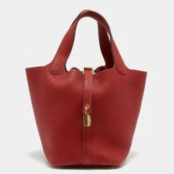 Hermes Rouge Piment Taurillon Maurice Leather Picotin Lock 18 Bag For Women