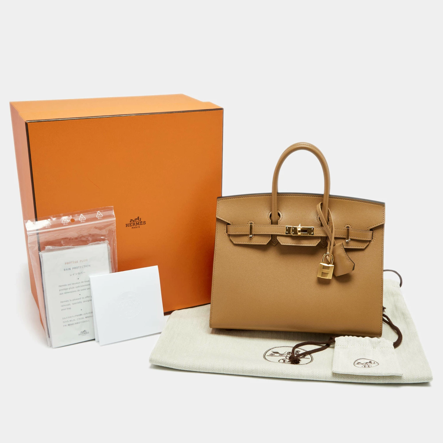 Hermes Chai Madame Leather Gold Finish Birkin Sellier 25 Bag For Women 12 Hermes Chai Madame Leather Gold Finish Birkin Sellier 25 Bag For Women - Image 10