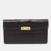 Hermes Raisin Matte Alligator Kelly Classic Wallet For Women