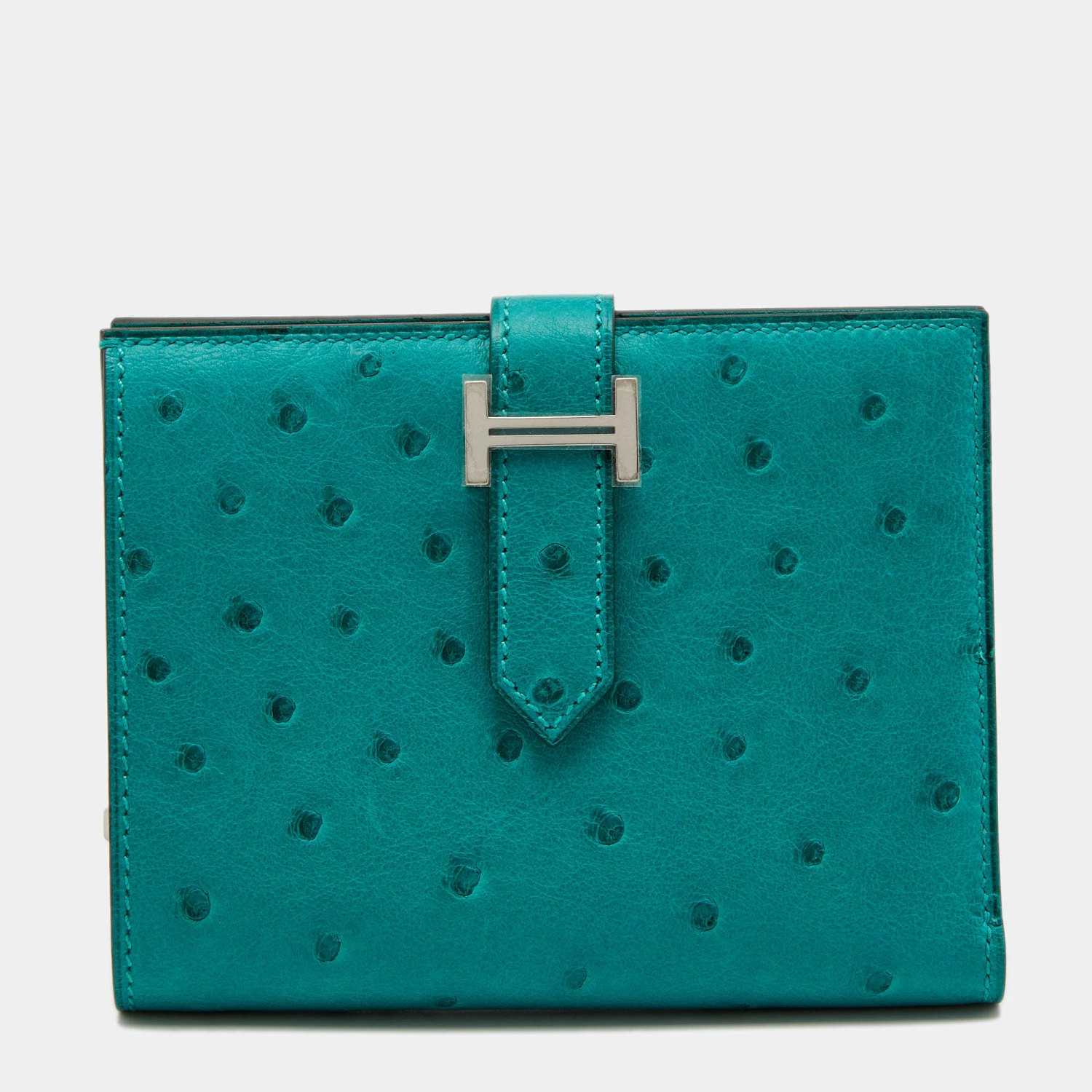Hermes Vert Verone Ostrich Bearn Compact Wallet For Women 3 Hermes Vert Verone Ostrich Bearn Compact Wallet For Women