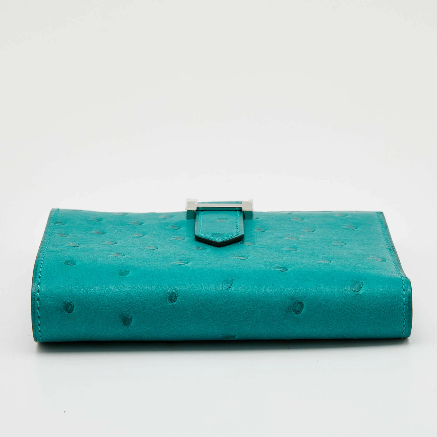 Hermes Vert Verone Ostrich Bearn Compact Wallet For Women 10 Hermes Vert Verone Ostrich Bearn Compact Wallet For Women - Image 8
