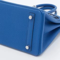 Hermes Bleu France Togo Leather Palladium Plated Birkin 25 Bag For Women -Deals Hermes Store luxury women hermes new handbags p677905 003