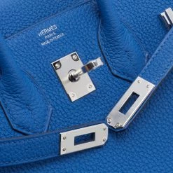 Hermes Bleu France Togo Leather Palladium Plated Birkin 25 Bag For Women -Deals Hermes Store luxury women hermes new handbags p677905 009
