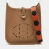 Hermes Beige De Weimar Taurillion Maurice Leather Evelyne TPM Bag For Women