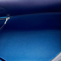 Hermes Hermès Bleu Encre/Bleu Zellige Evercolor Leather Palladium Plated Kelly 28 Retourne Bag For Women -Deals Hermes Store luxury women hermes new handbags p677985 002