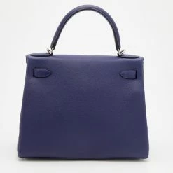 Hermes Hermès Bleu Encre/Bleu Zellige Evercolor Leather Palladium Plated Kelly 28 Retourne Bag For Women -Deals Hermes Store luxury women hermes new handbags p677985 009