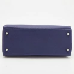 Hermes Hermès Bleu Encre/Bleu Zellige Evercolor Leather Palladium Plated Kelly 28 Retourne Bag For Women -Deals Hermes Store luxury women hermes new handbags p677985 011