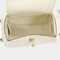 Hermes White Taurillon Clemence Leather Mini Lindy 20 Shoulder Bag For Women -Deals Hermes Store luxury women hermes new handbags p680036 006