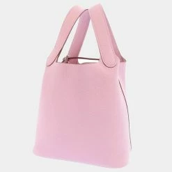 Hermes Pink Taurillon Clemence Leather Picotin Lock PM Tote Bag For Women