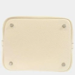 Hermes White Taurillon Clemence/Swift Leather Picotin Lock MM Tote Bag For Women -Deals Hermes Store luxury women hermes new handbags p680046 002