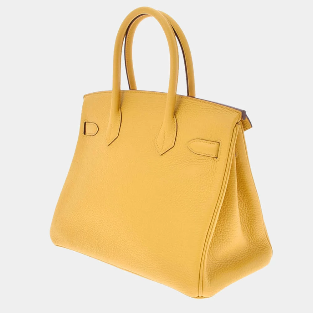 Hermes Yellow Taurillon Clemence Leather Palladium Hardware Birkin 30 Bag For Women 4 Hermes Yellow Taurillon Clemence Leather Palladium Hardware Birkin 30 Bag For Women - Image 2