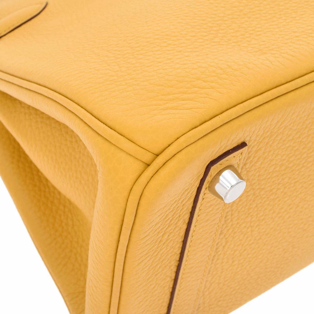 Hermes Yellow Taurillon Clemence Leather Palladium Hardware Birkin 30 Bag For Women 14 Hermes Yellow Taurillon Clemence Leather Palladium Hardware Birkin 30 Bag For Women - Image 12