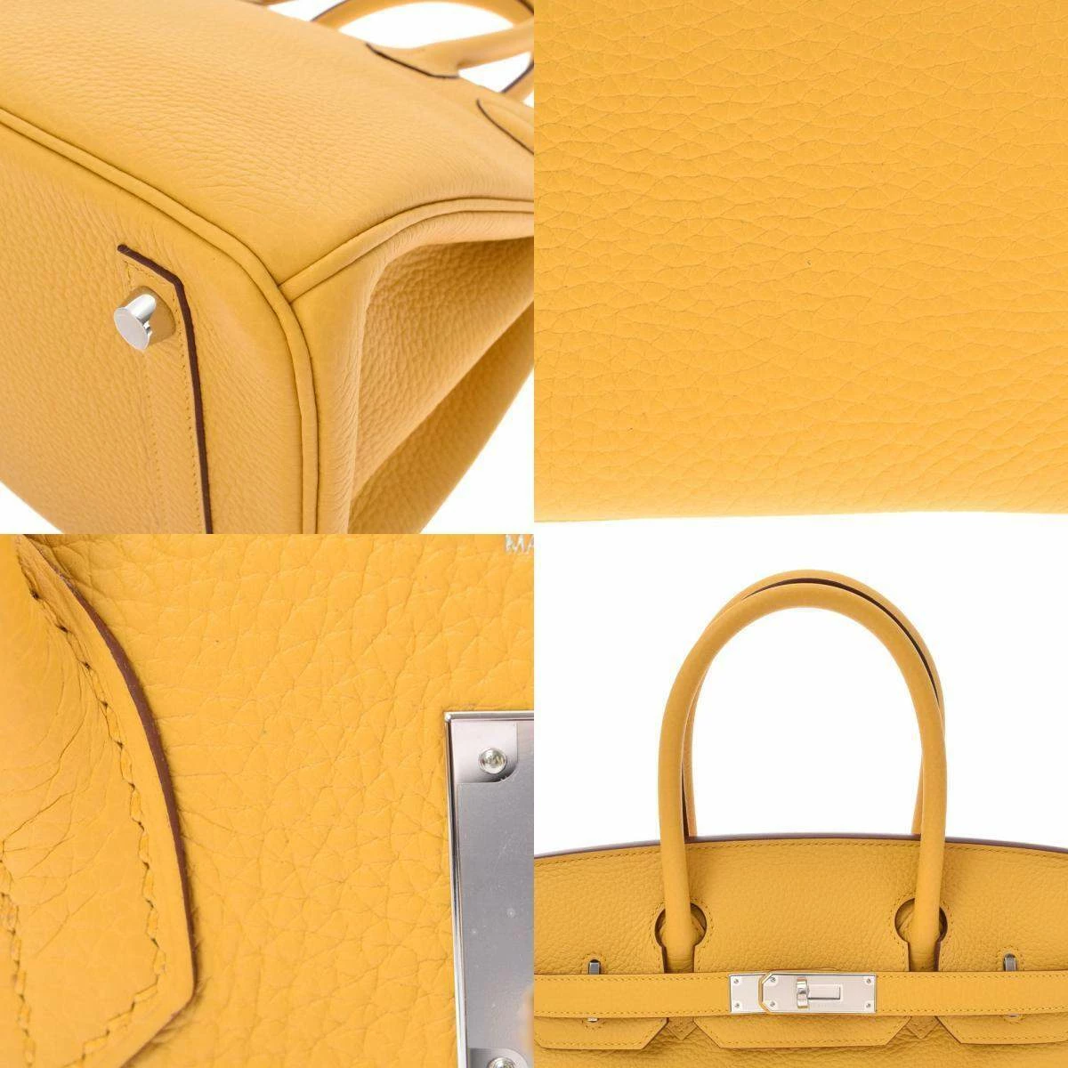 Hermes Yellow Taurillon Clemence Leather Palladium Hardware Birkin 30 Bag For Women 9 Hermes Yellow Taurillon Clemence Leather Palladium Hardware Birkin 30 Bag For Women - Image 7