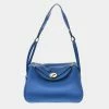 Hermes Blue Taurillon Clemence Leather Lindy 26 Shoulder Bag For Women