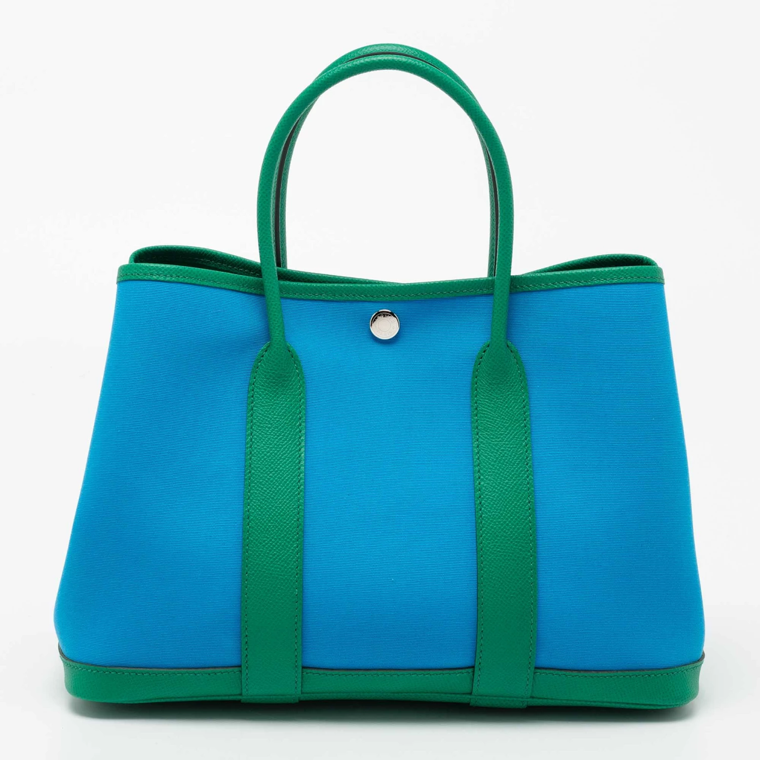 Hermes Bleu Azteque/Menthe Toile And Epsom Leather Garden Party 30 Bag For Women 3 Hermes Bleu Azteque/Menthe Toile And Epsom Leather Garden Party 30 Bag For Women