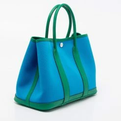 Hermes Bleu Azteque/Menthe Toile And Epsom Leather Garden Party 30 Bag For Women 22 Hermes Bleu Azteque/Menthe Toile And Epsom Leather Garden Party 30 Bag For Women -Deals Hermes Store luxury women hermes new handbags p690986 014