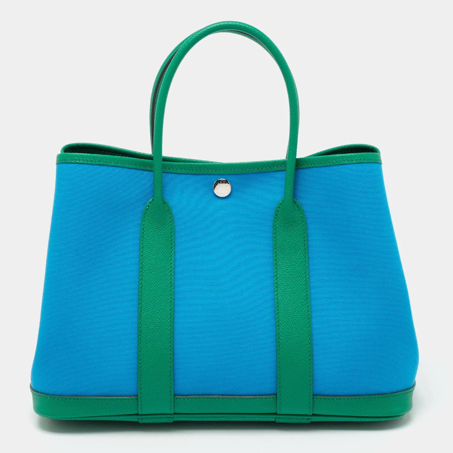 Hermes Bleu Azteque/Menthe Toile And Epsom Leather Garden Party 30 Bag For Women 7 Hermes Bleu Azteque/Menthe Toile And Epsom Leather Garden Party 30 Bag For Women - Image 5