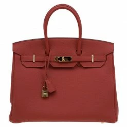 Hermes Vermillion Togo Leather Gold Hardware Birkin 35 Bag For Women