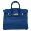 Hermes Navy Blue Swift Leather Palladium Hardware Birkin 25 Bag For Women -Deals Hermes Store luxury women hermes new handbags p89595 001