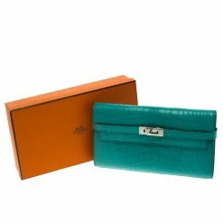 Hermes Blue Paon Alligator Long Kelly Wallet For Women -Deals Hermes Store luxury women hermes new handbags p93283 009