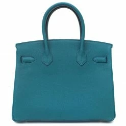 Hermes Izmir Blue Togo Leather Gold Hardware Birkin 30 Bag For Women -Deals Hermes Store luxury women hermes new handbags p95198 003