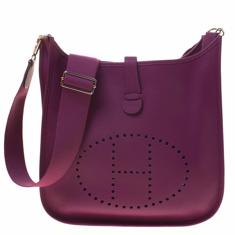 Hermes Cyclamin Clemence Leather Evelyne III GM Bag For Women 3 Hermes Cyclamin Clemence Leather Evelyne III GM Bag For Women