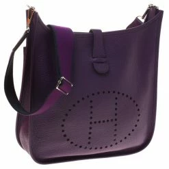 Hermes Purple Clemence Leather Limited Edition Evelyne III GM Bag For Women 16 Hermes Purple Clemence Leather Limited Edition Evelyne III GM Bag For Women -Deals Hermes Store luxury women hermes new handbags p96667 003