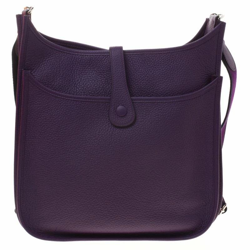 Hermes Purple Clemence Leather Limited Edition Evelyne III GM Bag For Women 6 Hermes Purple Clemence Leather Limited Edition Evelyne III GM Bag For Women - Image 4