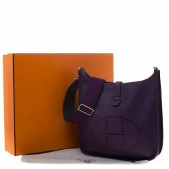 Hermes Purple Clemence Leather Limited Edition Evelyne III GM Bag For Women 23 Hermes Purple Clemence Leather Limited Edition Evelyne III GM Bag For Women -Deals Hermes Store luxury women hermes new handbags p96667 010