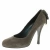 Hermes Grey Suede Bow Detail Round Toe Pumps Size 39 For Women -Deals Hermes Store luxury women hermes new shoes p104744 001