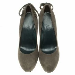 Hermes Grey Suede Bow Detail Round Toe Pumps Size 39 For Women -Deals Hermes Store luxury women hermes new shoes p104744 003