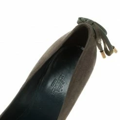 Hermes Grey Suede Bow Detail Round Toe Pumps Size 39 For Women -Deals Hermes Store luxury women hermes new shoes p104744 007