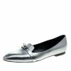Hermes Metallic Silver Leather Pegase Mini Kelly Buckle Ballet Flats Size 38 For Women -Deals Hermes Store luxury women hermes new shoes p145544 0001
