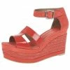 Hermes Peach Patent Leather And Suede Ilana Espadrille Wedge Sandals Size 38 For Women