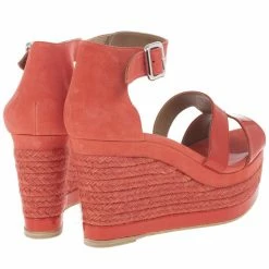 Hermes Peach Patent Leather And Suede Ilana Espadrille Wedge Sandals Size 38 For Women -Deals Hermes Store luxury women hermes new shoes p14812 006